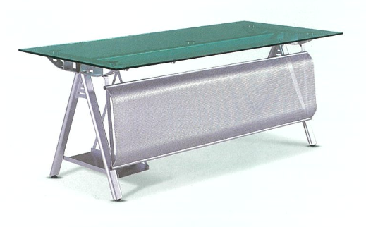 연그린 유리책상 기본형 (실버)