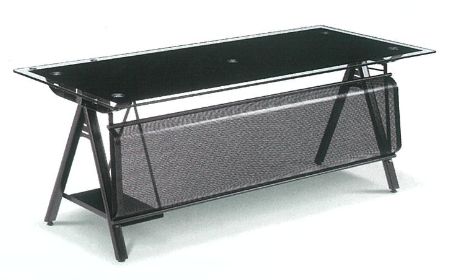 블랙 유리 책상 기본형 (블랙)