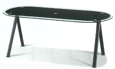 블랙 유리 회의용탁자 (타원,블랙)